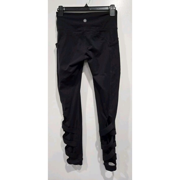 Athleta High Rise Cut Out Chaturanga Tight Black Leggings Sz SP Criss Cross Back - Picture 7 of 9